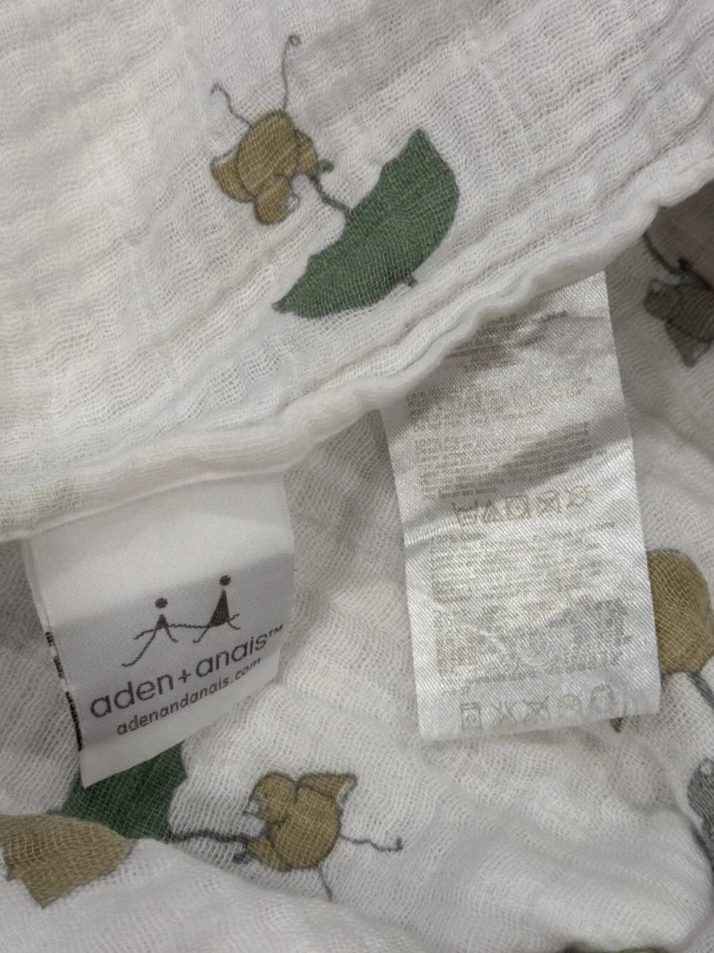 Aden + Anais Muslin Baby Swaddle Blanket Umbrella Print White Green Tan